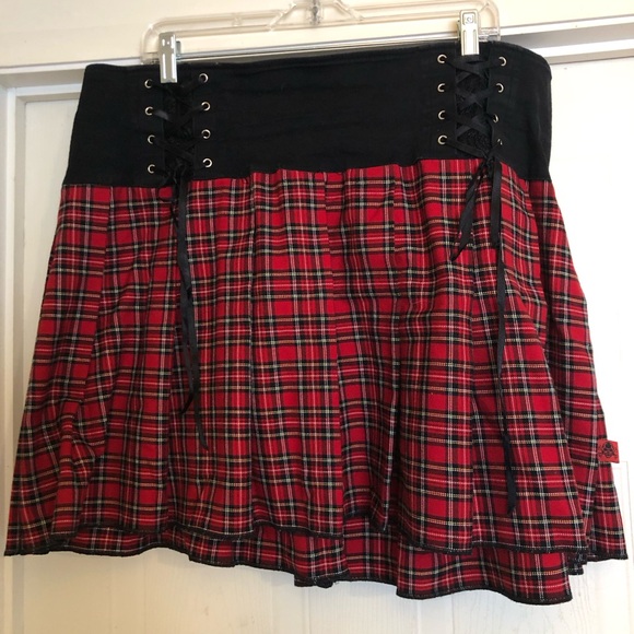 Tripp NYC Plaid Res Black Skirt Goth Zemo Plus Size 20 - Picture 3 of 5